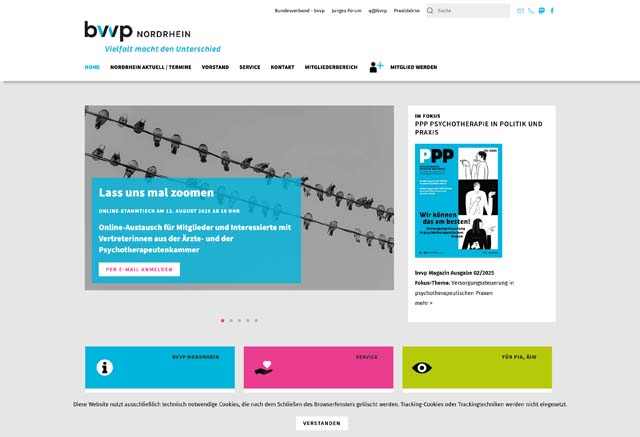 Screenshot von der Website