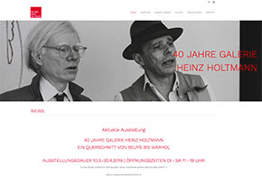 Neu gestaltete Website für Galerie Heinz Holtmann, Köln